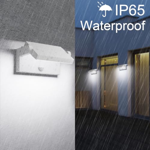 Klighten 24W LED Outdoor Wall Light with Motion Sensor 6000K, White | IP65 Waterproof, Rotary, Outdoor Lighting Aluminium, 1500 Lumen Cool White Light, for Entrance Garden