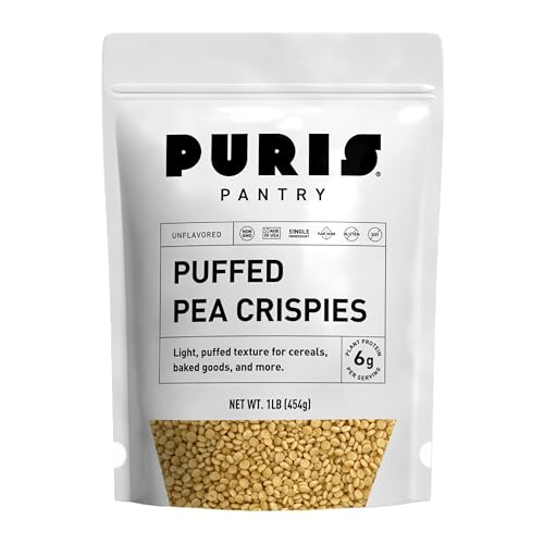 PURIS® Puffed Pea Crispies – Plant-Based Crisp | Light, Airy Texture for Bars, Cereal, Clusters & Baking | 6g Protein per Serving | Non-GMO, Clean Label | 1 lb (1 Pack)