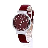 Women Flower Watches COOKI Clearance Ladies Watches Female Watches on Sale Cheap Leather Wrist Watch-Q93 (Red)