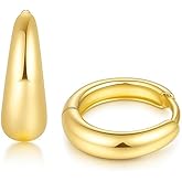 14K Gold Hoop Earrings for Women, Hypoallergenic Lightweight Hoops in 13mm 18mm 22mm, Classic Gold Earrings for Everyday Wear