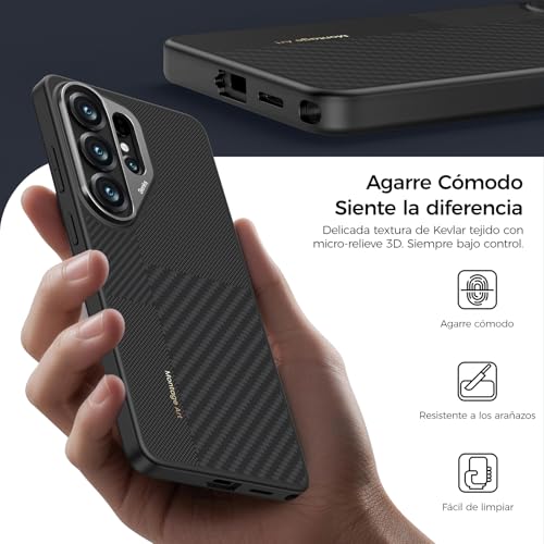 BENKS Funda Kevlar para Samsung Galaxy S26 Ultra, Carcasa Magnética con Protección Antigolpes TPU y Marco de Cámara de Aluminio, Funda Premium Ultrafina para S26 Ultra, Negro Carbón