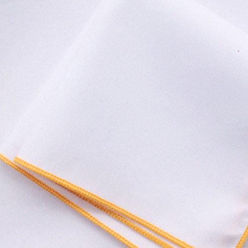 3-Pk Mens Cotton White Pocket Square with Color Border(10 Colors)
