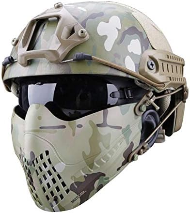 Hifuture Tactical Mask Full Face Dual Mode Lightweight Breathable Stability High Impact Resistance Tactical Camouflage Protection Mask for Tactical Equipment Movie Props Outdoor Leisure