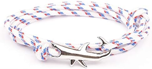 Tea language Silver Shark Hook Friendship Charm Bracelets Survival Rope Wristbands Bracelets Gifts for Men Women