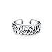 Bling Jewelry Flowers carved Swirl Cut Out Filigree Midi Band Toe Ring For Women .925 Silver Sterling Mid Finger Adjustable