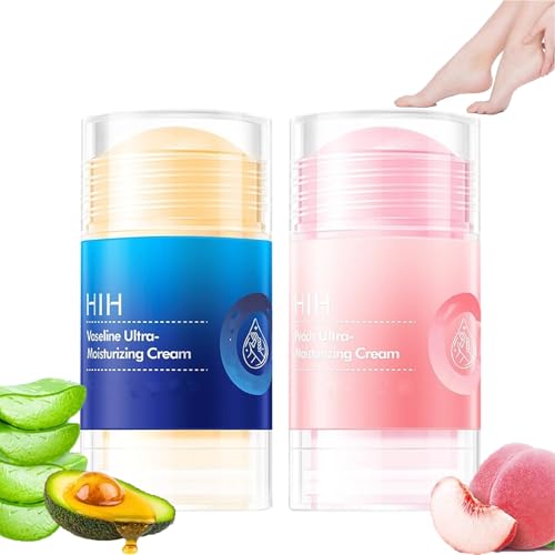 Cracked Repair Cream, 2Pcs Cream For Dry Cracked Skin, Vaseline and Peach Cracked Heel Stick, Rolling Use Moisturizing Stick For Dry Cracked Feet Hands And Elbows (40gx 2)