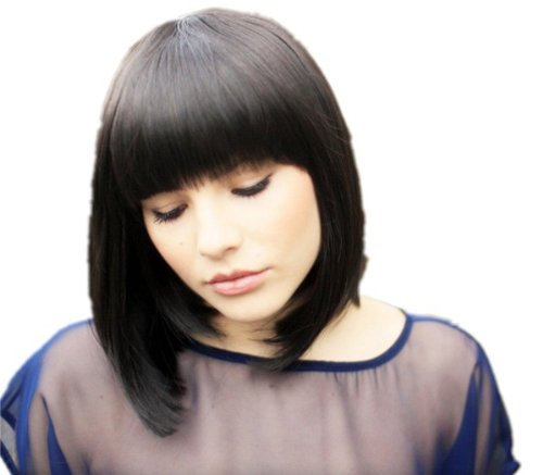 Prettyland Black Mid -length BOB Cut Short Hair Wig Straight Bangs Natural Matt for Daily Use C932 โ image 1