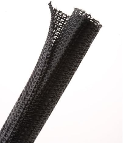 Hellermann Tyton 170-03024 Split Wrap Braided Sleeve, 0.50" ID, PET, Black, 75ft Reel by Hellermann Tyton