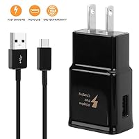 Galaxy S7 Charger, Auorld Adaptive Fast Charging Wall Charger Kit Set with 4ft Micro 2.0 USB Cable Compatible with Samsung Galaxy S7/S7 Edge/S5/S6/S6 Edge/S4/S3/Note 5 [Black]