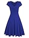 MISSKY Women's Cap Sleeve V Neck Swing Casual Dresses for Women,Blue M