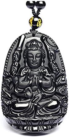 Natural Genuine Obsidian Buddha Pendant Necklace Bodhisattva Amulet Talisman Kinwilliam 5