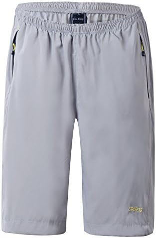 FANHANG Quick Dry Outdoor Hiking Shorts with 3 Zipper Pockets (M, Light Grey)