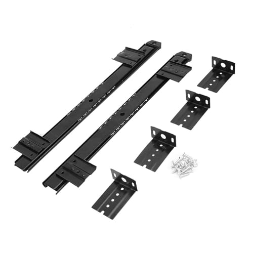 Photo 1 of 2Pcs 14 Inch Keyboard Slide Drawer Slide Thickened Cold Rolled Steel Computer Drawer Tray Accessories Computer Desk Keyboard Slide Rail Bracket(Black)
