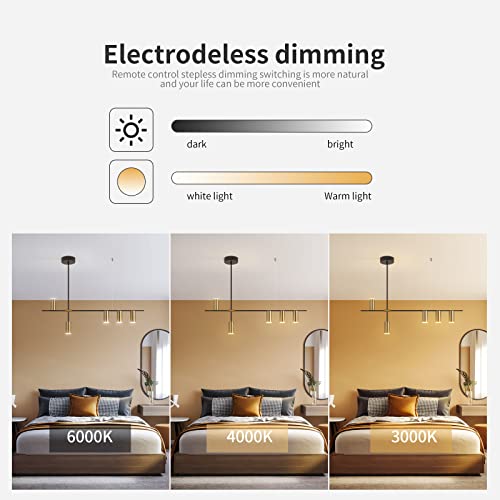 Siittoo Lámpara colgante, lámpara de araña LED moderna regulable con focos, lámpara colgante lineal ajustable para isla de cocina, comedor, sala de estar (negro, dorado, 30 W)
