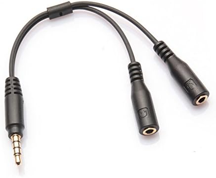 ArMordy 3.5mm Stereo Audio Male to 2 Female Headset Mic Y Splitter Cable Adapter FOR Smartphone Cellphone Phones