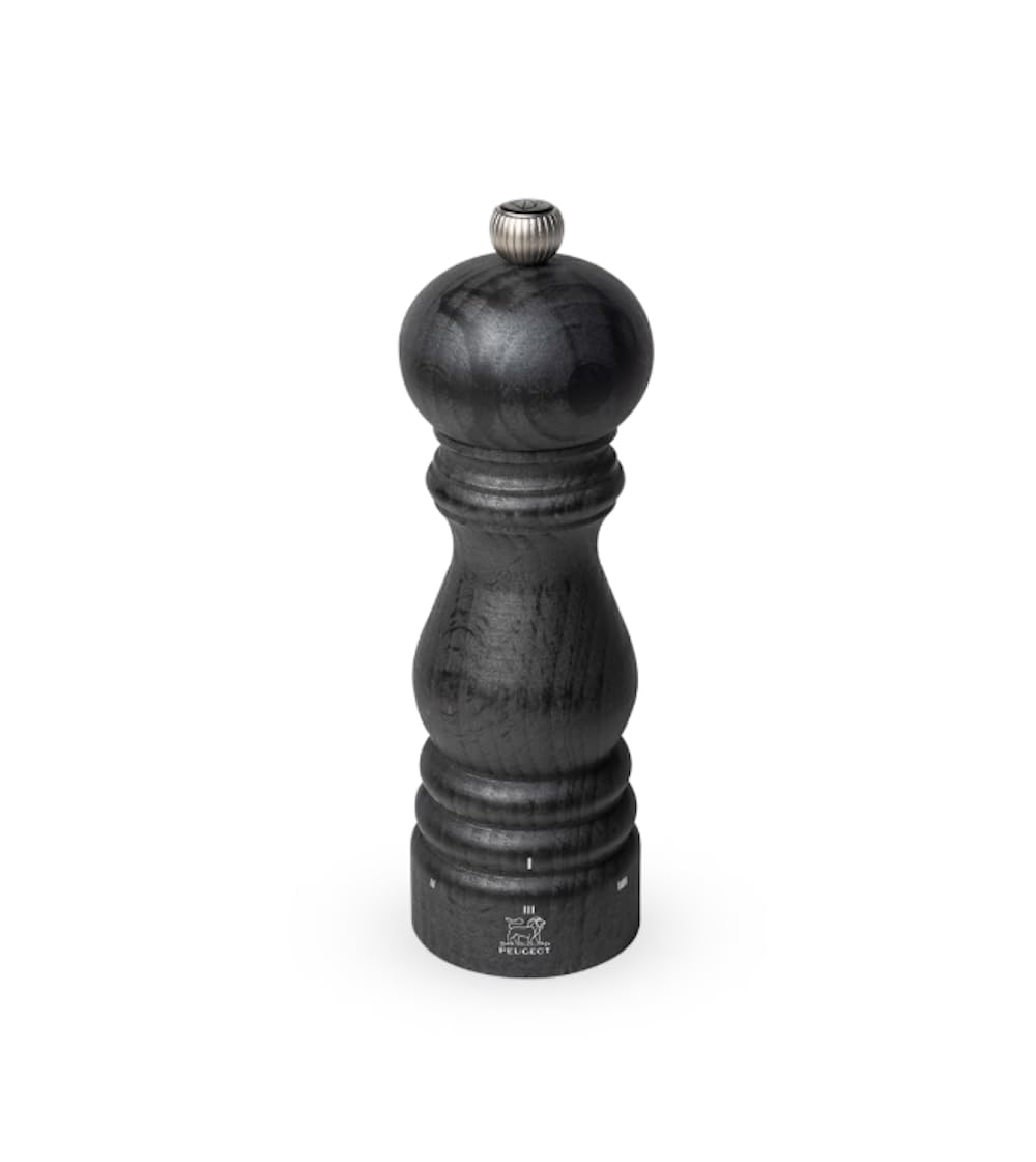 PEUGEOT - Paris u'Select 18 cm Pepper Mill - 6 Predefined Grind Settings - Made with PEFC Certified Wood - Made in France - Graphite Colour, Grey