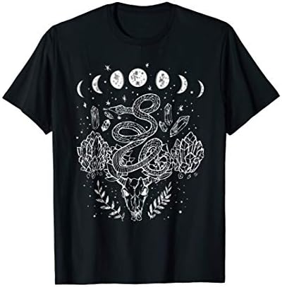 Moon Phases Snake And Crystals Gothic Punk Tee