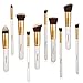 Soobest 10PCS Professional Cruelty Free Synthetic Kabuki Makeup Brushes Set Cosmetics Foundation Blending Blush Eyeliner Face Powder Makeup Brushes Kit with Carry Bag (Golden White)
