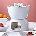 MALACASA Fondue Pot Set Two-layer Porcelain Tealight Chocolate Fondue with Dipping Bowls and Forks for 6, Cheese Fondue or Butter Fondue Set, White