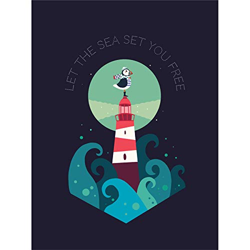 Wee Blue Coo Lighthouse Sea Free Canvas Wall Art Print