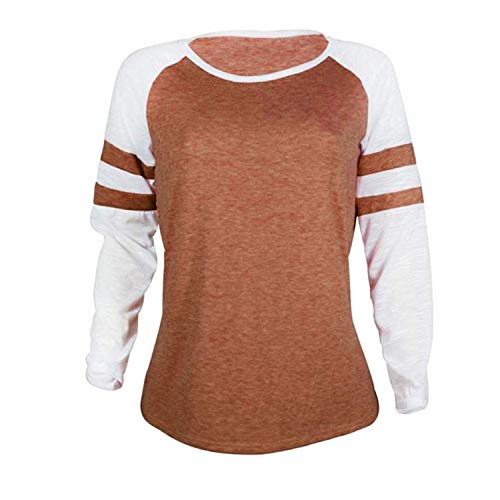 Orangeskycn Pullover Sweaters for Women, Fashion Ladies Long Sleeve T Shirt Clothes Splice Blouse Tops (Orange, M)