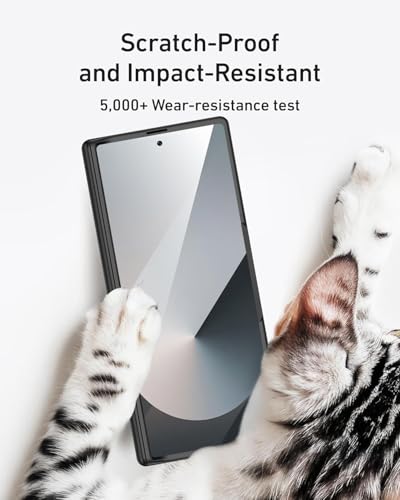 ELEPIK Armor series Case for Z Fold 7 with Kickstand, [Built-in Privacy Screen Protector] [Hinge Protection], [Full Body Protection] [PU Leather] Phone Case for Samsung Galaxy Z Fold 7 5G, Black.