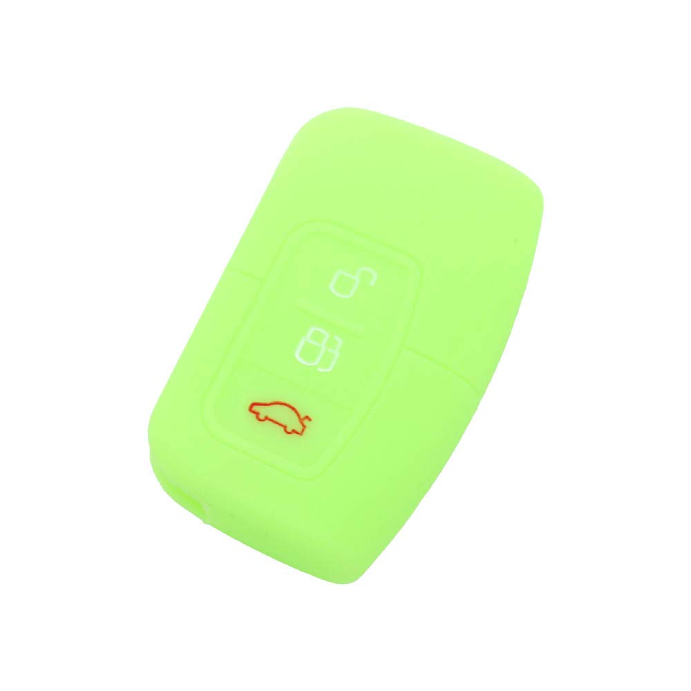 BROVACS Silicone Cover Protector Case Holder Skin Jacket Compatible with FORD 3 Button Smart Remote Key Fob CV9709 Neon Green