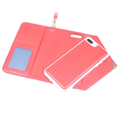 IPhone 7 Plus Wallet Case, Rejazz [Red] Envelope Flip Handbag Shell Women Wallet PU Leather Magnetic Folio Detachable Cover Cases with Credit Card ID Holders Wrist Strap for Apple Iphone 7 Plus 5.5"  - Thumbnail 5