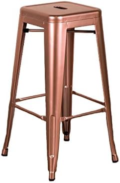 Peppermill Interiors BRIGHT COPPER TOLIX STYLE BAR STOOL ROSE GOLD BACKLESS BREAKFAST STOOL