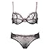 Varsbaby Women's Push Up Bra See-Through Lace Underwear Set