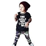 DIGOOD 0-3 Years Old Baby, Toddler Baby Boys Letter T-Shirt Tops+Camouflage Pants 2Pcs Cool Outfits