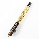 Jinhao Golden Auspicious Dragon and Black Rollerball Pen with Golden Clip
