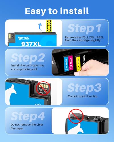 Cartouche 937XL pour HP 937 Cartouche Encre HP 937 XL 937e Compatible für HP Officejet Pro 9110b 9120b 9130b 9720 9730 9120e 9730e 9132e 9125e 9122e 9117b Drucker (Noir Cyan Magenta Jaune)
