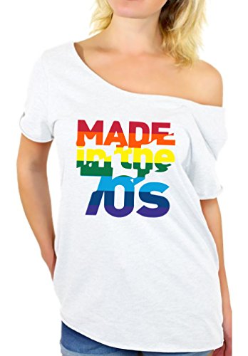 Awkward Styles Women's Made in The 70's Rainbow Off Shoulder Tops T Shirt 70s Birthday Cool Party Idea
