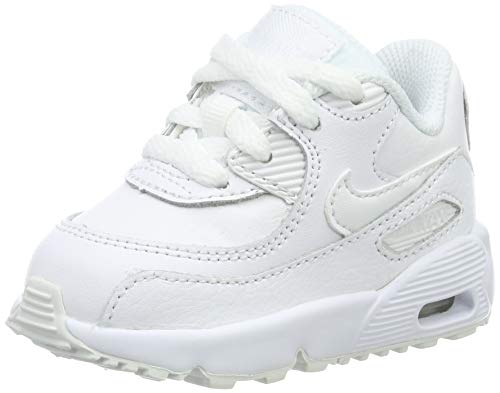 Nike Boy's Air Max 90 Leather (TD) Shoes, White/White 9C