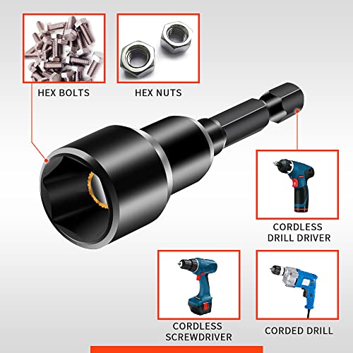 9/16 Inch (14mm) Hollow Shaft Nut Driver - 1/4 Hex Shank For Long Bolts, Overhead Fastening & Ductwork - View #12