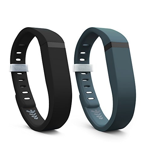 Fitbit Flex Band, Replacement Bands for The Fitbit Flex with Extra Security Clasp, Small, Black and Slate, 2 Pack, by Teak