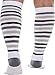 LISH Women's True Stripes Wide Calf Compression Socks - Graduated 15-25 mmHg Knee High Plus Size Support Stockings (Black, M/L)