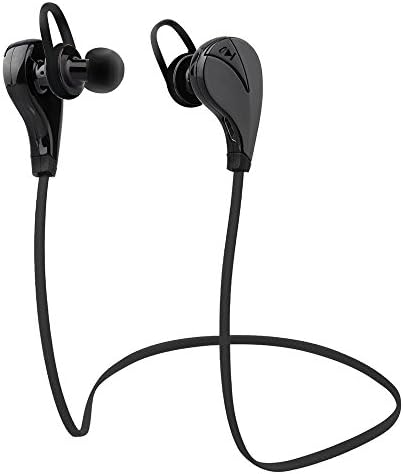 Wireless Bluetooth Sports Sweatproof Headset with Noise Cancelling Stereo Music Headphones and Microphone (Black)