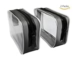 EL 2 Pack Clear Carry On Travel Toiletry Bag PVC Vinyl Zippered LuggageToiletry Carry Pouch Travel Cosmetic Makeup Bag (black)