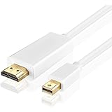 TNP Mini DisplayPort to HDMI Cable (10FT) - 4K 4Kx2K 2160P 1080P Ultra HD UHD Mini DP mDP (Thunderbolt Compatible) Male to Male Connector Port Video Audio Adapter Converter Plug Wire Cord - White