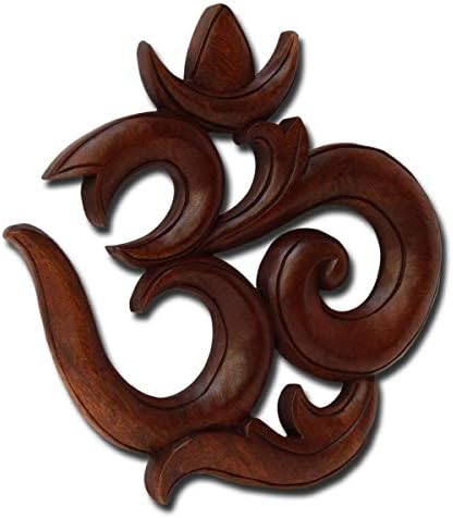 Oriental Galerie 'Aum Om Symbol, Sign Relief Matra Deva Nagari Decorative Soar wood approx. 28 x 28 cm