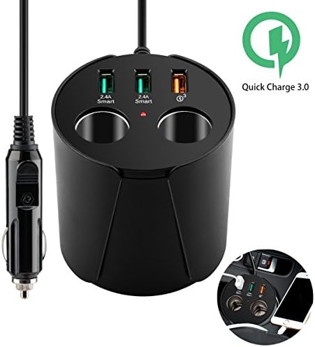 Car Cup Charger Quick Charge Bluetooth FM Transmitter Phone Holder Fast Car Charger Adapter Car Kit Wireless USB Wall Charger (Car Charger)