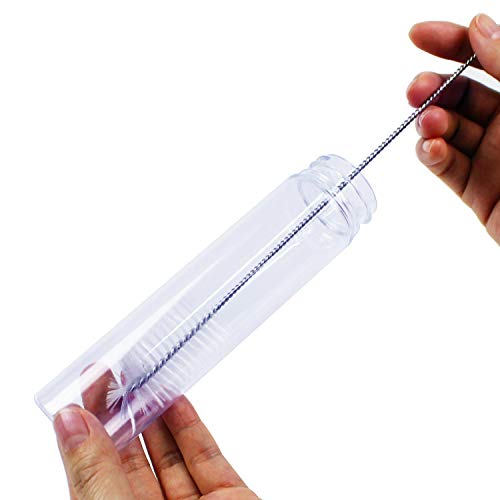 JPSOR 15pcs 110ml Clear Flat Plastic Test Tubes with Screw Caps, 140 x 35 mm, and 1 Test Tube Brush - Thumbnail 2