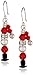 Amazon Collection Sterling Silver Swarovski Crystal Simulated Pearl Beaded Santa Holiday Earrings
