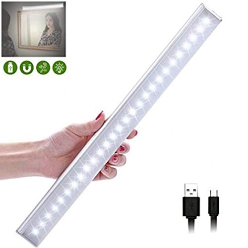 Motion Sensor Light, Wireless Rechargeable 27LEDs PIR Motion Activated LED Night Light Lighting Bar for Corridor Stairway Kitchen Cabinet Closet Drawer Under Counter Cupboard(Warm White)