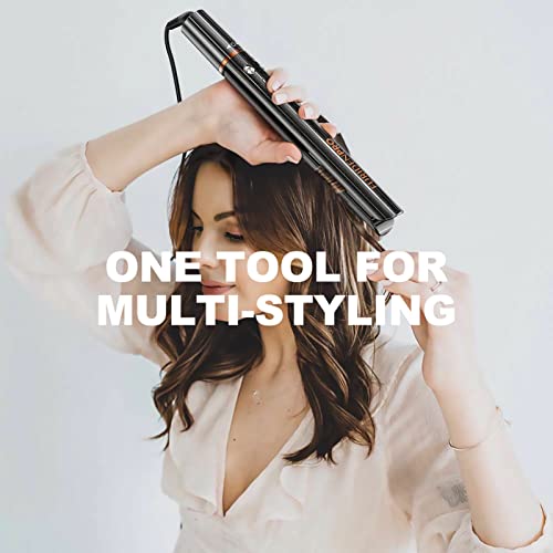 FURIDEN PRO Hair Straightener Flat Iron, Hair Straightener and Curler 2 in 1, Flat Iron Curling Iron in One, Hair Multi Styler Tools, No Frizz | Long-Lasting Finish(Black)