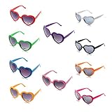 Pack of 10 Neon Heart Shaped Resin Sunglasses for Womens Kids in Party and Festival (Mix10 Pack)
