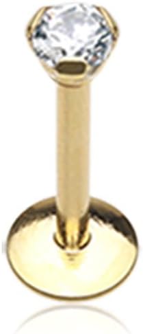 Inspiration Dezigns 16G Golden Gem Top Prong Set Steel Labret (Sold Individually)