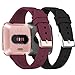 Tobfit Silicone Slim Bands Compatible for Fitbit Versa 2/Versa/Lite/SE, Narrow & Thin Sport Wristbands with Metal Buckle for Women/Men, Black/Wine Red, Small